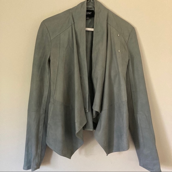 LAMARQUE Leather Cropped Jacket Sz S Graystone - Picture 4 of 12